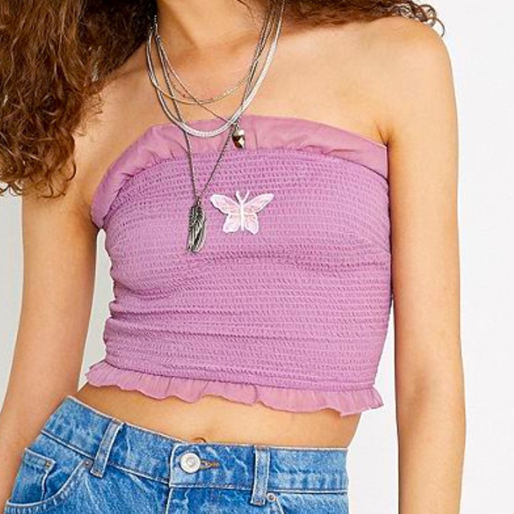 Urban Outfitters Butterfly Smocked Tube Top